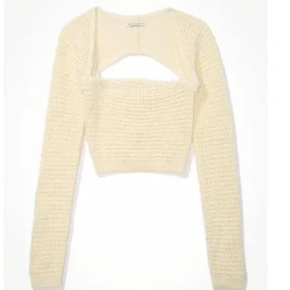 American Eagle Square Neck Crop Knit Sweater - XS - Picture 1 of 4